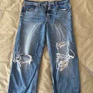 American Eagle Outfitters Distressed Light Blue Straight Leg Jeans